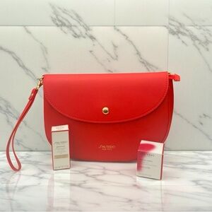 Shiseido- 3 pc Logo Zip Wristlet/clutch-Hydration and Wrinkle Cream-NWOT
